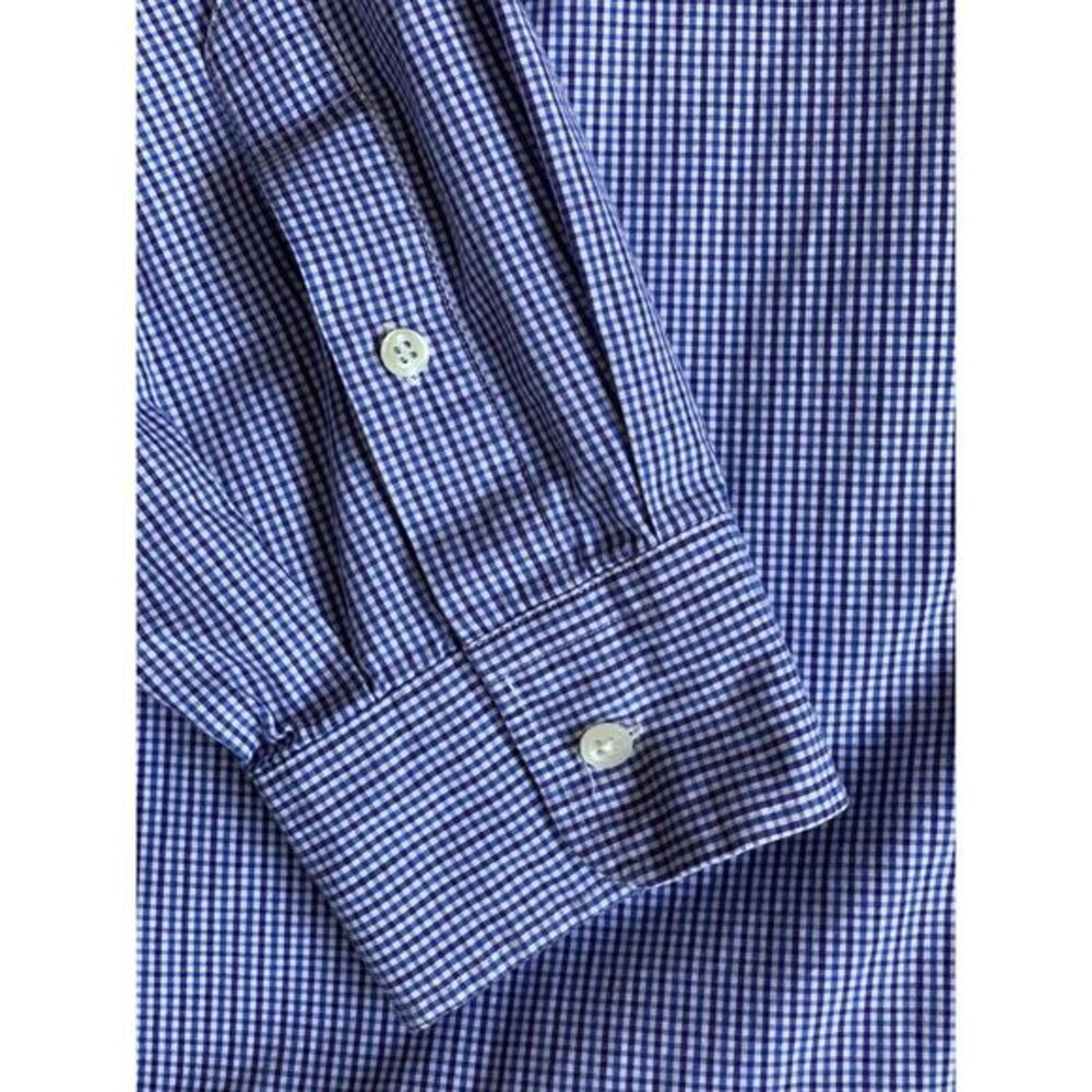 Chas Reed & Co. by Enro Poplin Mens Button Down L/S Shirt Blue‎ Check 18 (34-35)